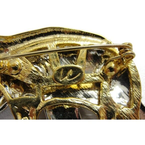 Lauren Conrad Silver And Gold Elephants Brooch Pin Marked LC - Picture 8 of 10